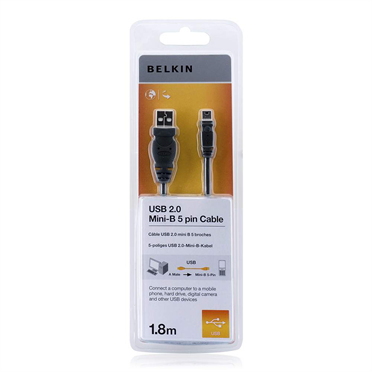 Belkin USB 2.0 A/Mini USB B, cable USB de 1,8 m USB A Mini-USB B Negro