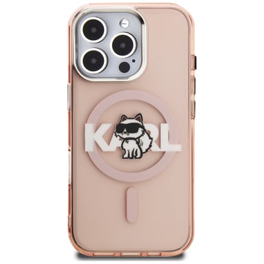 Custodia Karl Lagerfeld IML Choupette Sketch Logo MagSafe per iPhone 16 Pro, rosa