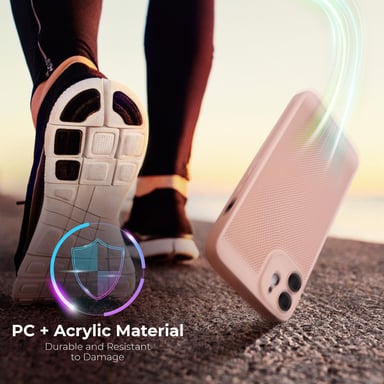 Funda de teléfono Moozy VentiGuard para iPhone 11, rosa pastel, 6,1 pulgadas - Funda transpirable con patrón perforado para la circulación del aire, ventilación, funda de teléfono anti-sobrecalentamiento.