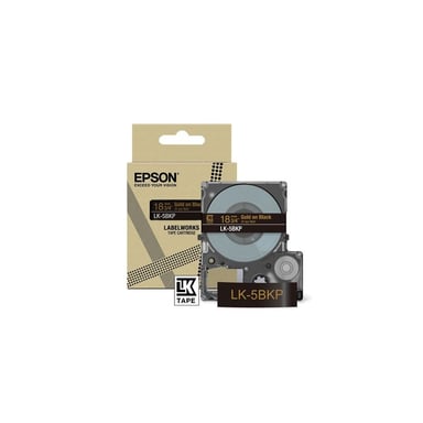 Cartucho de tinta Epson LK 5BKP para LabelWorks LW C410 y LW C610 Oro sobre negro metalizado
