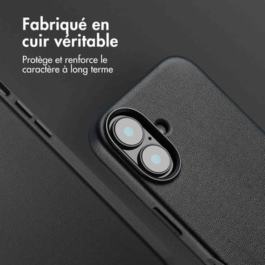 Accezz Coque arrière en cuir avec MagSafe pour Apple iPhone 16 - Onyx Black