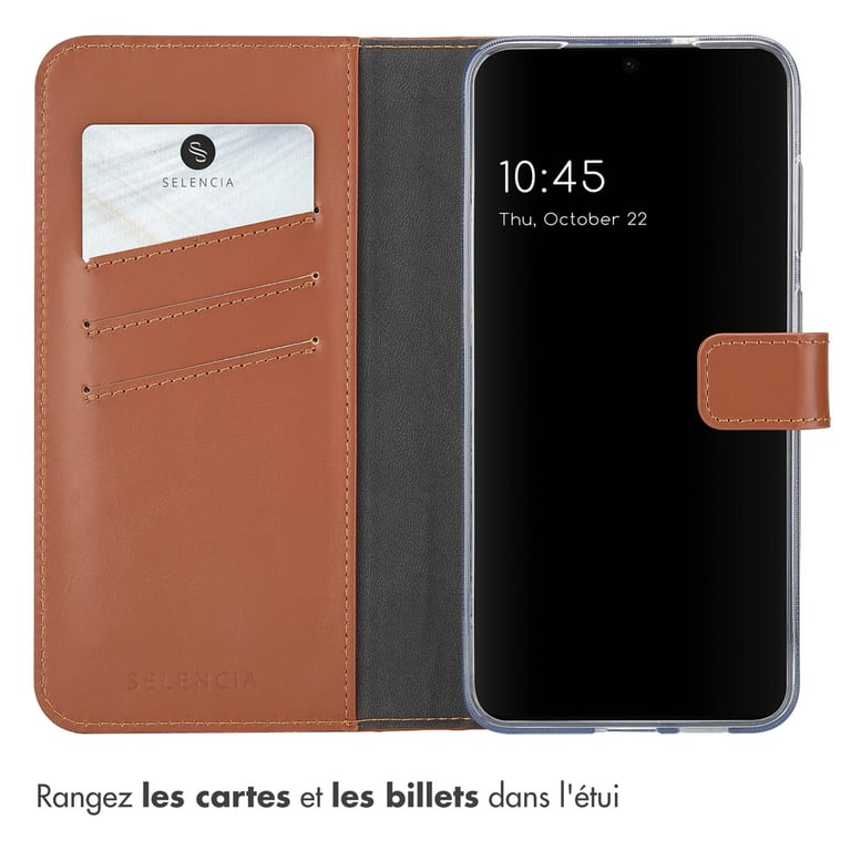 Selencia Étui de téléphone portefeuille en cuir véritable pour Samsung Galaxy S25 Plus Neuf - vue 9