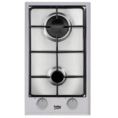 Table de cuisson gaz domino BEKO HDCG32220FX 30 cm 2 brûleurs acier inoxydable avec allumage intégré et sécurité thermocouple Inox