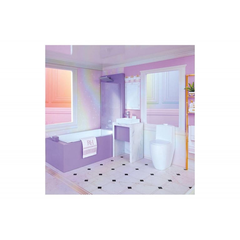 Rainbow High – Maison de poupée de 3 étages Hauteur : 120 cm Largeur : 90 cm Entièrement meublée avec Baignoire Fonctionnelle Douche évier Ascenseur & + 50 Accessoires 6 à - vue 3
