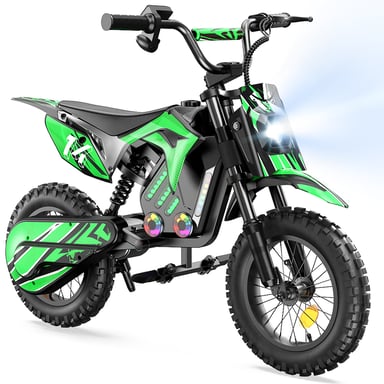 Moto électrique A14 pour enfants, moteur 500 W, batterie 36 V 5,2 Ah, pneu tout-terrain 14 pouces. Cadeau idéal pour les enfants.