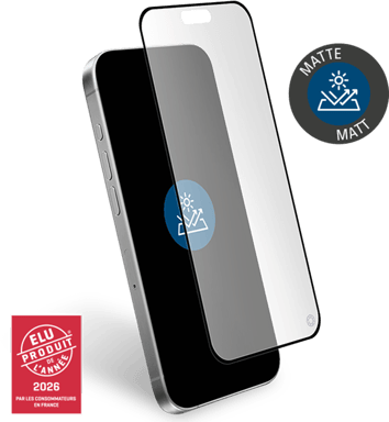 Protège écran pour iPhone 16 / 15 / 14 Pro Mat Anti-reflet 2.5D Verre trempé + Garantie à vie - Certifié GRS Force Glass