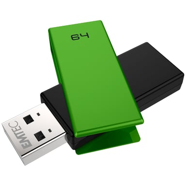 Emtec C350 Brick 2.0 lecteur USB flash 64 Go USB Type-A Noir, Vert - Neuf
