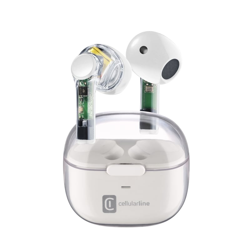 Cellularline FINE Écouteurs Bluetooth® au design original et aux finitions transparentes Neuf