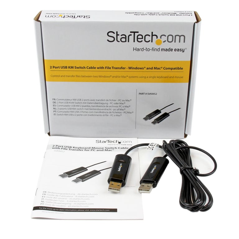 StarTech.com Câble KM USB 2.0 avec transfert de données - Switch USB clavier souris pour PC et Mac - Neuf