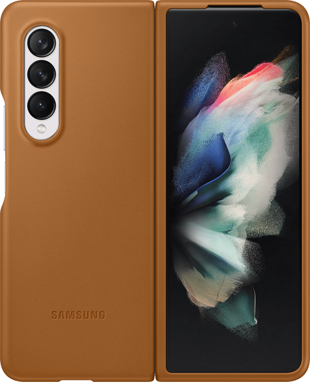 Coque en Cuir pour Samsung G Z Fold 3 Marron Samsung