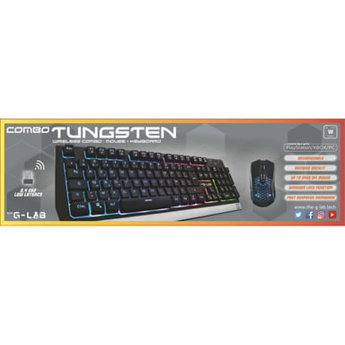 G-Lab Tungsten Keyboard Combo Wireless FR Mouse incluso +USB AZERTY Francese Nero