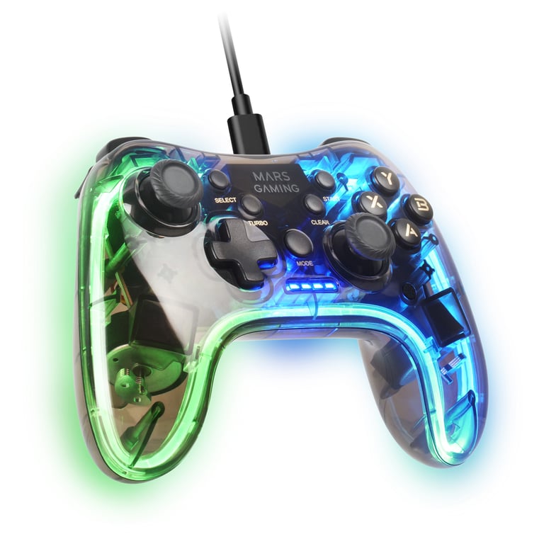 Mars Gaming MGPC accessoire de jeux vidéo Transparent USB Manette de jeu Android, MAC, Nintendo Switch, PC, Playstation 3 - Neuf