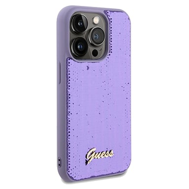 Étui Guess Sequin Script Metal pour iPhone 14 Pro Max violet