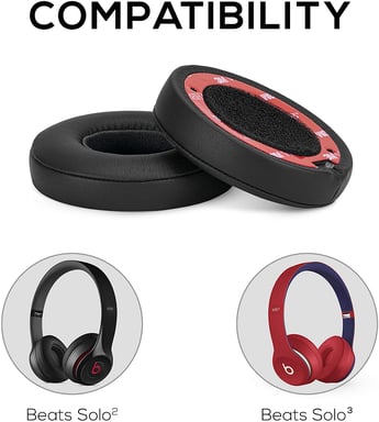 Cuscinetti auricolari per Beats Solo 2/3 in pelle PU 1 paio Nero