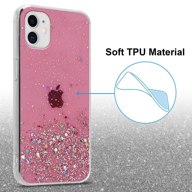 Funda rígida para Apple iPhone 11 PRO en rosa con purpurina Funda protectora de silicona TPU flexible con purpurina