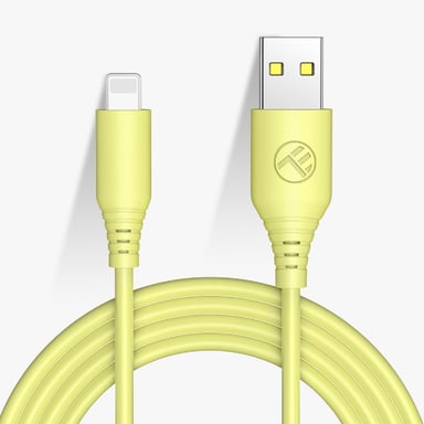 Cable de datos de silicona Tellur, USB a Lightning, 3A, 1m, amarillo