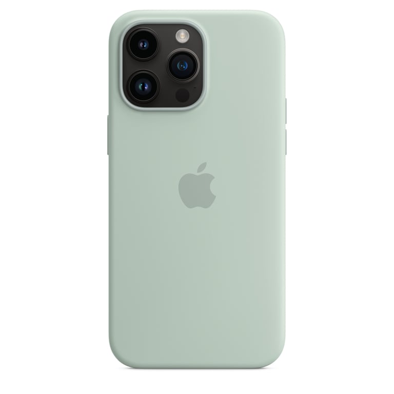 Coque en silicone avec MagSafe pour iPhone 14 Pro Max Bleu cactus