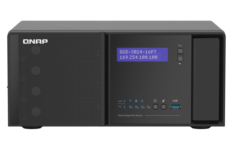 QNAP QGD 3014 16PT Commutateur intelligent 16 x 101001000 PoE+ + 2 x SFP Gigabit combiné de bureau PoE+ - vue 2
