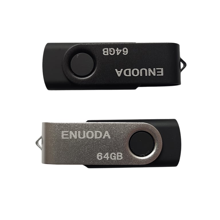 Lot de 2 Clé USB 64 Go ENUODA USB 2.0 Coloris noir & gris - Enuoada
