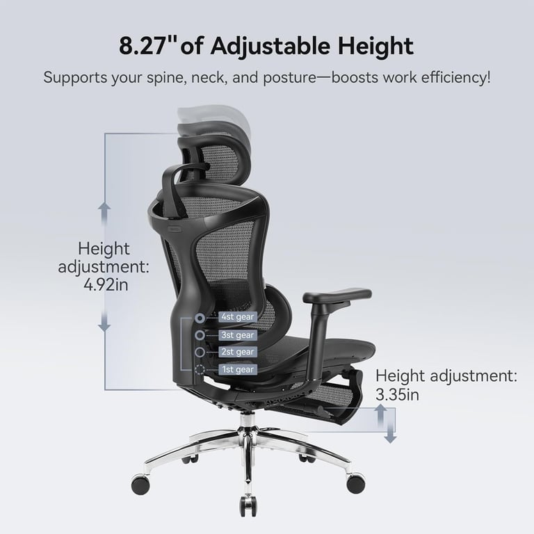 SIHOO Doro C300 Fauteuil de Bureau Ergonomique JT Accoudoirs 3D Soutien Lombaire Auto ajustable Mécanisme de Bascule Intelligent Dossier en Maille Neuf - vue 2