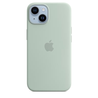 Custodia in silicone con MagSafe per iPhone 14 Blu cactus
