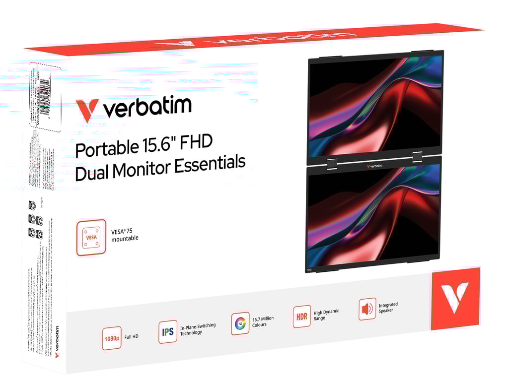 Verbatim Portable 15.6 FHD Dual Monitor Essentials Moniteur portable 39 6 cm 15.6 LCD 1920 x 1080 pixels Neuf - vue 3