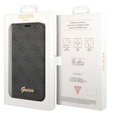 Guess Funda Folio para iPhone 14 Pro Printed 4G Trendy Negro
