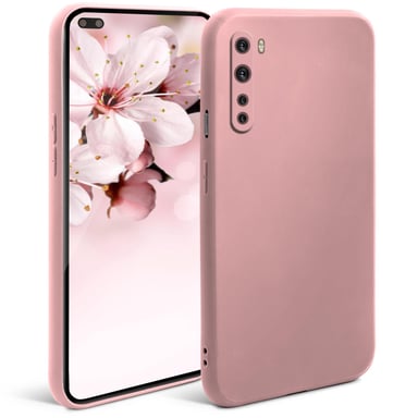 Moozy Minimalist Series Coque en silicone pour OnePlus Nord, Rose Beige – Finition mate fine et souple en TPU