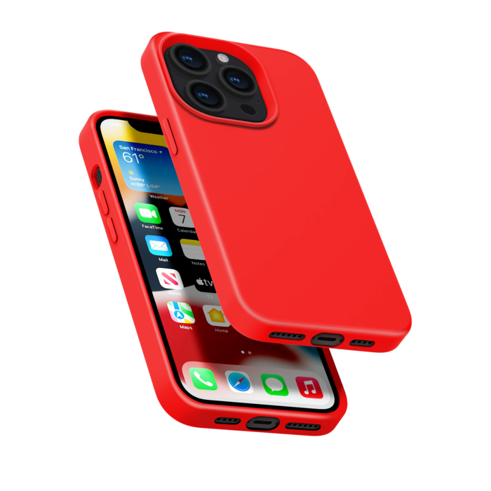 Coque antichoc en gel de silicone doux pour Apple iPhone 13 Pro, Rouge Ardent
