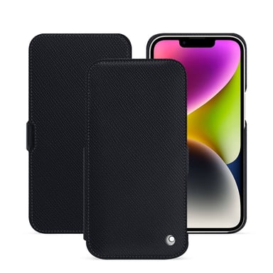 Housse cuir Apple iPhone 15 Plus -  - Noir - Cuir saffiano
