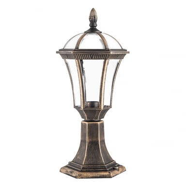 Abrila Comino Sobremuro Exterior Clásico 1×E27 IP44, Oro viejo, 47,6X17,6X17,6