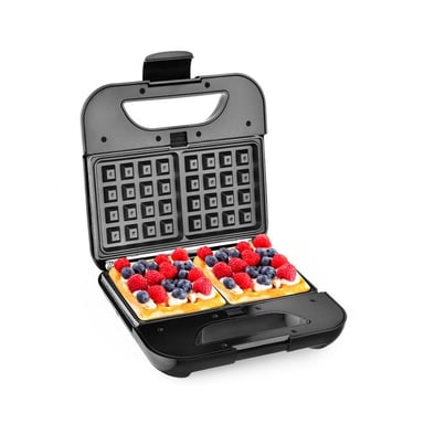 Kitchencook - Appareil à Sandwich 3en1 - 800w - Revêtement Antiadhésif - Plaque(21,6x12cm) - Contrôle Thermostat - Noir