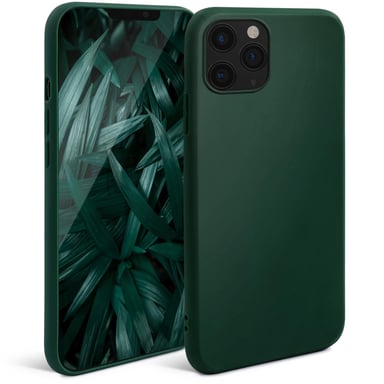 Moozy Custodia in silicone della serie Minimalist per iPhone 11 Pro Max, verde notte - Sottile, morbida finitura opaca in TPU
