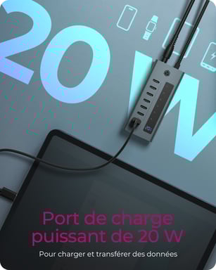 ICY BOX IB-HUB1457-C31 USB 3.2 Gen 1 (3.1 Gen 1) Type-C 10000 Mbit/s Blu, Grigio