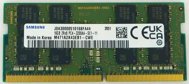Samsung M471A2K43EB1-CWE 16GB DDR4 3200MHz PC4-25600 SODIMM módulo de memoria 1 x 16 GB 3200 MT/s 260-pin SO-DIMM