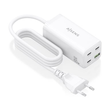 AISENS ASCH-100W4P053-W chargeur d'appareils mobiles Universel Blanc Secteur Charge rapide Intérieure