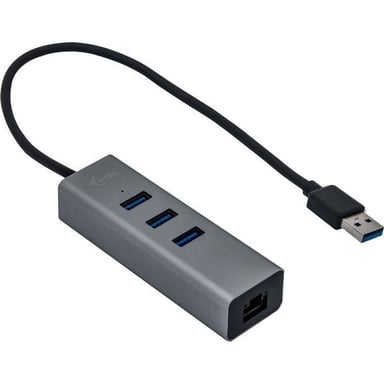 i-tec - HUB USB 3.0 metálico de 3 puertos con Gigabit Ethernet