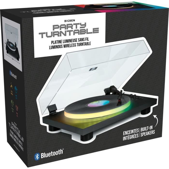 Tourne disques BIGBEN INTERACTIVE PARTYBTTDLIGHT Plateau lumineux Entraînement par courroie Bluetooth Effets lumineux - vue 3