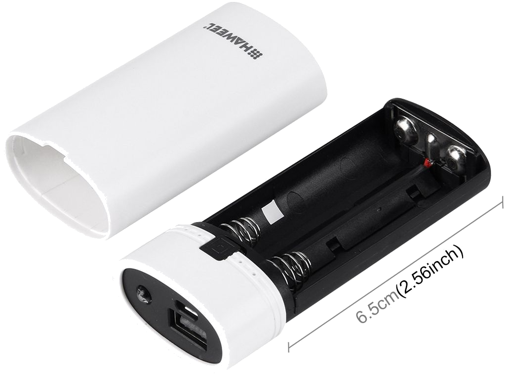 Boitier Batterie Externe Power Bank 2 x Pile 18650 (Non inclus) 5600 mAh  Port USB Blanc