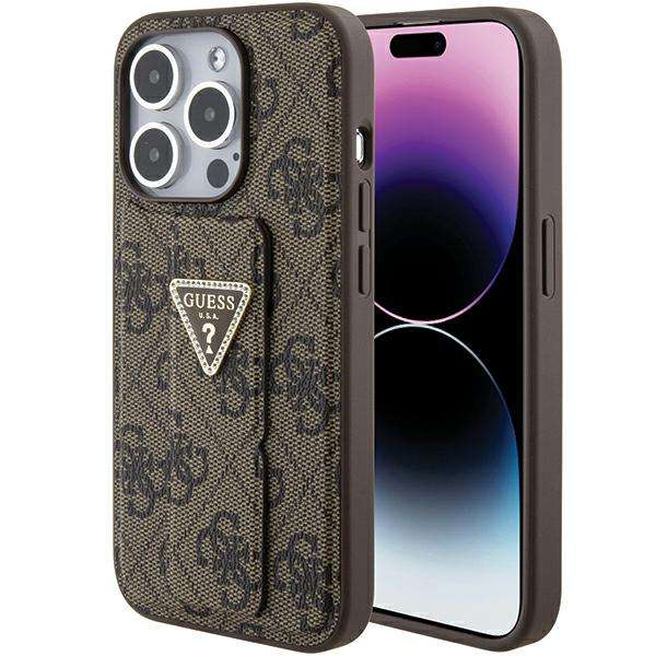 Étui Guess pour iPhone 15 Pro 6.1 étui rigide Grip Stand 4G Triangle Strass Neuf