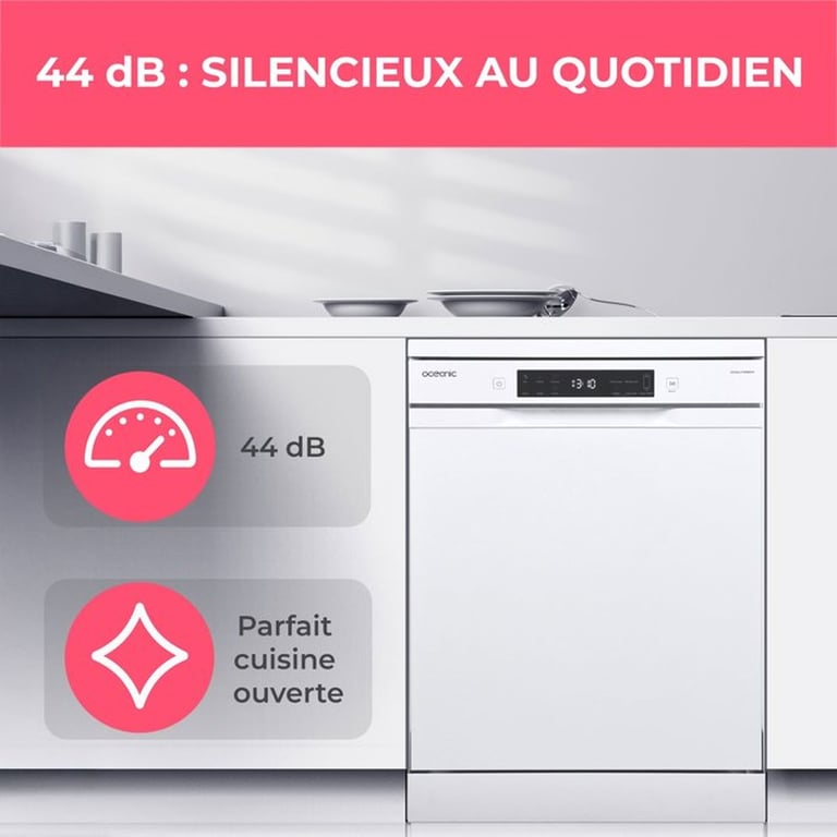 Lave vaisselle pose libre OCEANIC OCEALV1444DW 14 couverts Induction L60cm 44 dB - vue 4