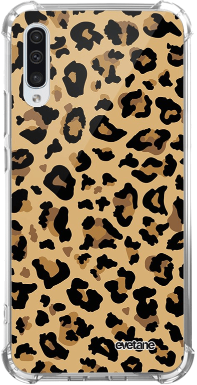 Evetane Coque Samsung Galaxy A70 anti-choc souple angles renforcés transparente Motif Léopard Beige