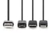 Nedis CCGL60620BK10 Cavo USB 2.0 1 m USB A USB C/Micro-USB B/Lightning Nero
