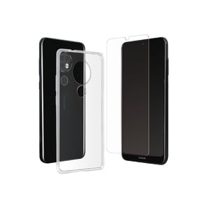 Funda blanda transparente + Pack de cristal templado: Nokia 6.2/7.2