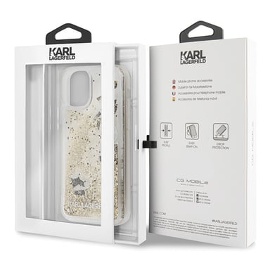 Coque Karl Lagerfeld Bling Bling avec breloques flottantes pour Apple iPhone 11, Or