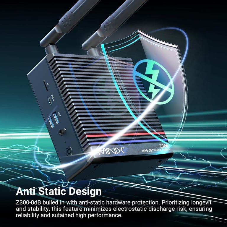 MINIX Mini PC Windows 11 Pro Sans Ventilateur, Intel 12ème Génération N300, NEO Z300-0dB 16 Go DDR4, 512 Go SSD M.2 PCIe Gen3 x 4, Micro Ordinateur de Bureau, Affichage Double 4K / LAN 2.5G, - Neuf