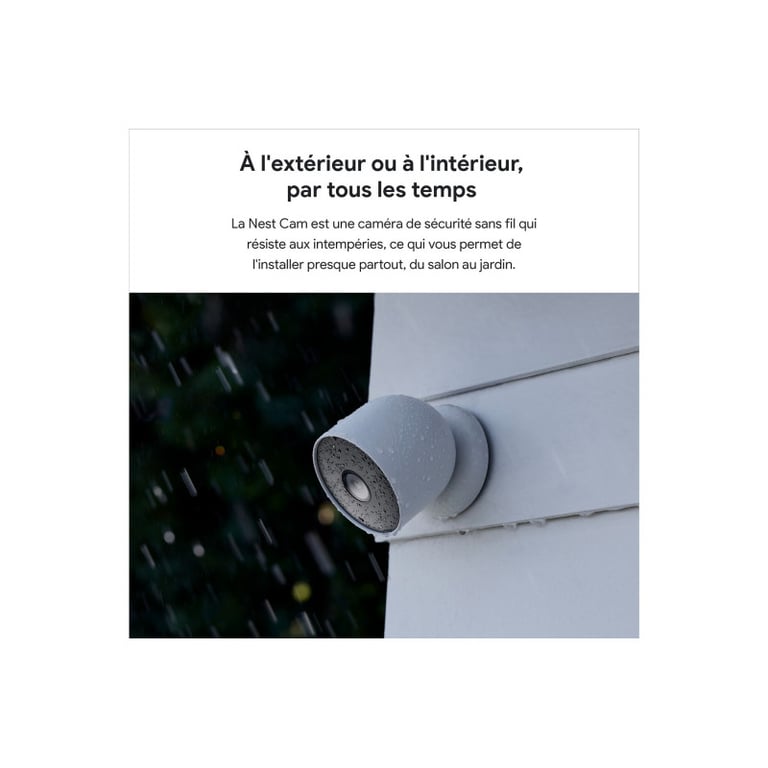 Caméra de surveillance sans fil Bluetooth Google Nest Cam intérieure extérieure Blanc neige