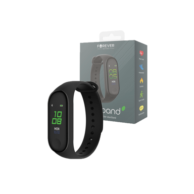 Fitband - Braccialetto fitness connesso Tracker di attività e frequenza cardiaca Discreto e leggero, batteria a lunga durata - Nero