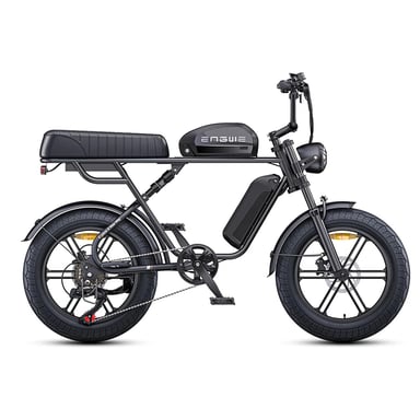 Bicicleta de montaña eléctrica ENGWE M1 de 20'' con neumáticos anchos, batería de 48 V 28,6 Ah, suspensión total, autonomía de hasta 90-170 km, color negro