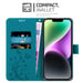 Coque pour Apple iPhone 14 en BLEU FLORAL Housse de protection Étui au design floral avec fermeture magnétique, fonction de support et emplacements pour cartes